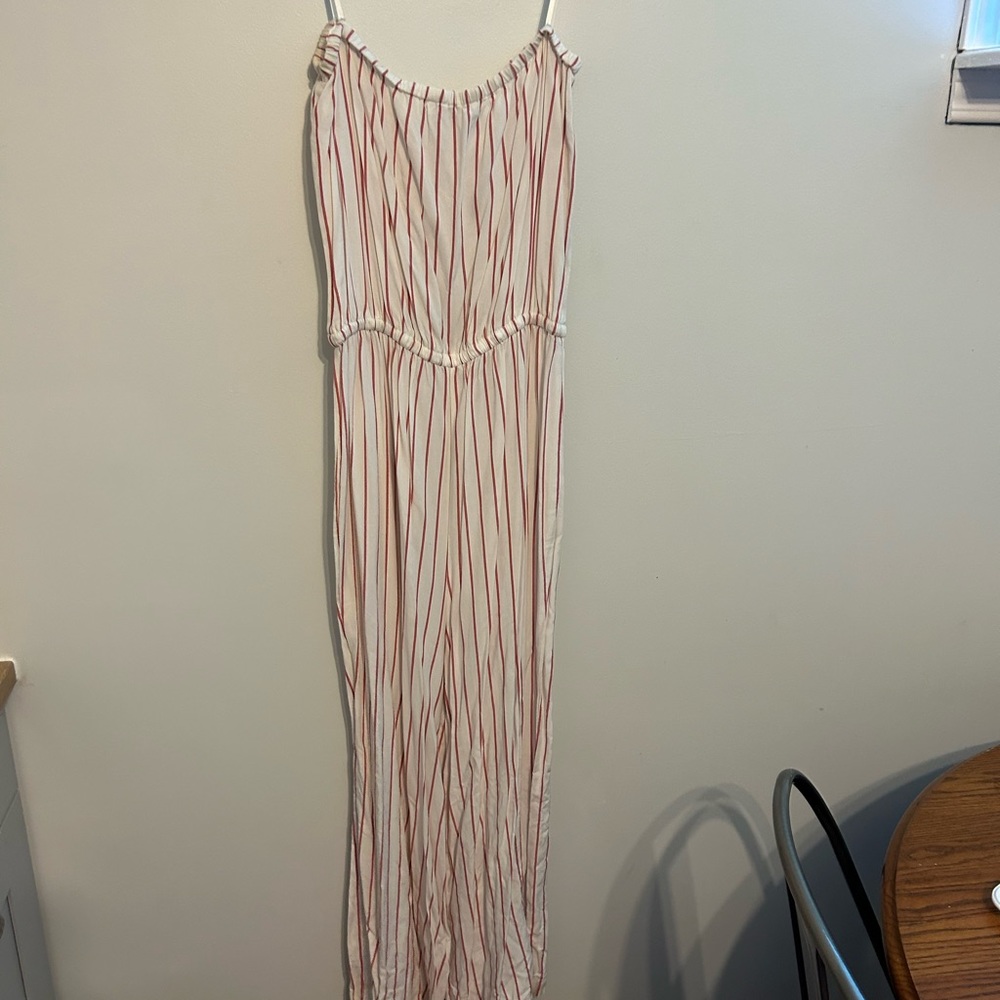 Strapless pinstripe romper